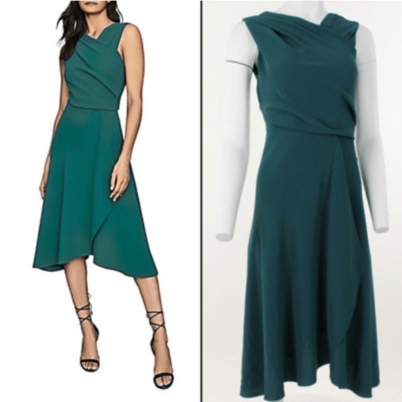NWT Reiss Marling Wrap Front Midi Dress Teal Sleeveless Excellent Condition 10 - Picture 1 of 7